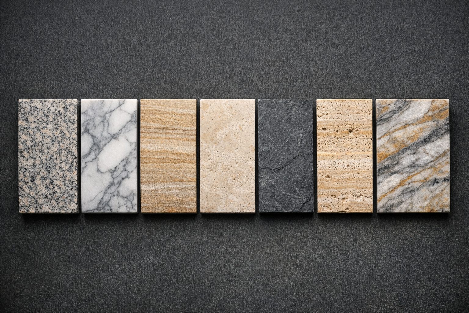 Auswahl an Natursteinmaterialien – Granit, Marmor, Sandstein und mehr
